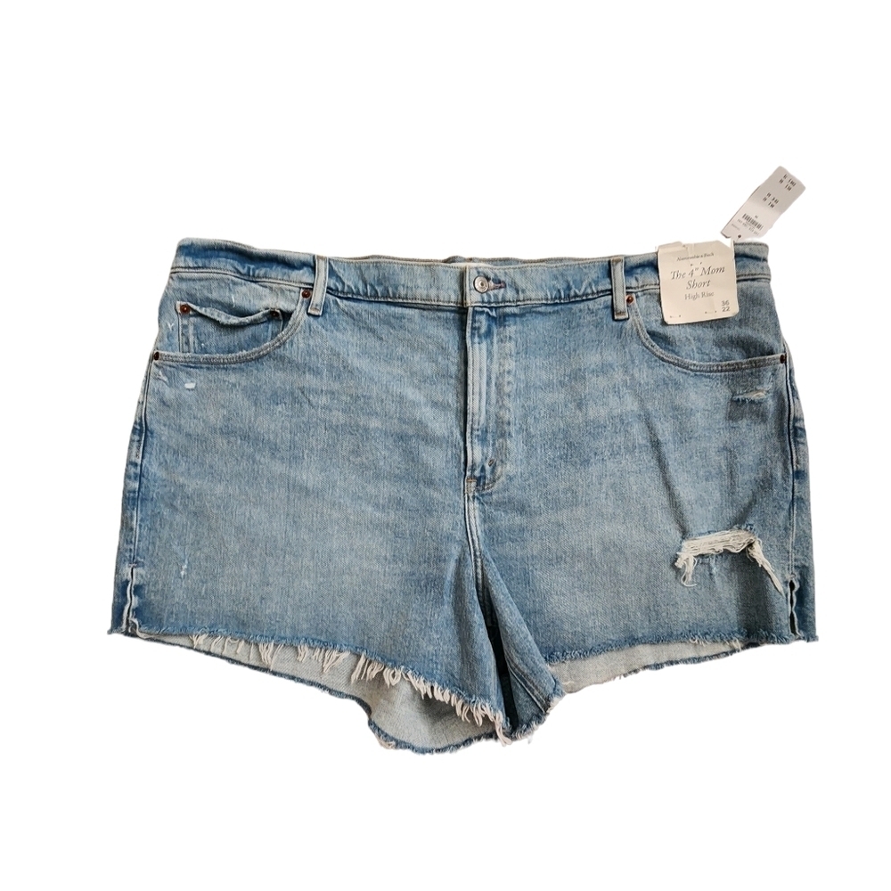 ABERCROMBIE AND FITCH high rise 4" denim mom shorts NEW size 36/22
